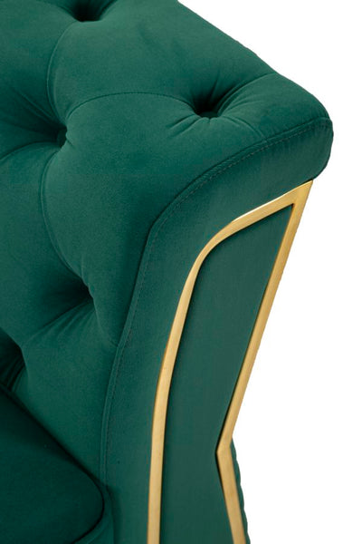 Canapé en velours vert avec coussins – Canapé 2 places Emy