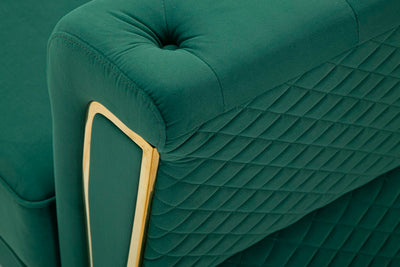 Canapé en velours vert avec coussins – Canapé 2 places Emy