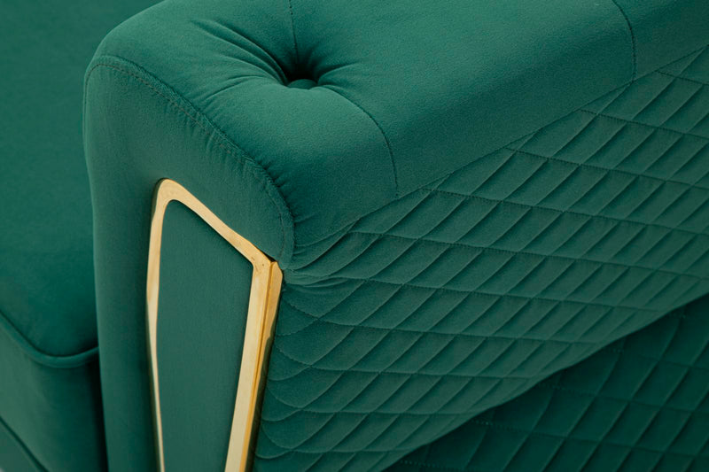 Canapé en velours vert avec coussins – Canapé 2 places Emy