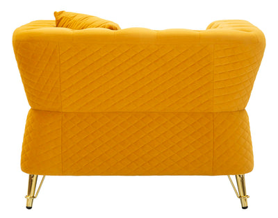 Fauteuil en velours moutarde avec coussin – Fauteuil d'appoint Emy