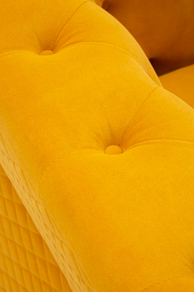 Fauteuil en velours moutarde avec coussin – Fauteuil d'appoint Emy