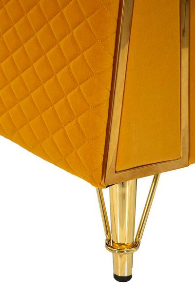 Fauteuil en velours moutarde avec coussin – Fauteuil d'appoint Emy