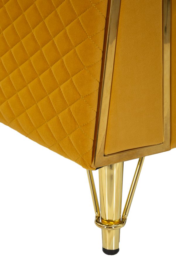 Fauteuil en velours moutarde avec coussin – Fauteuil d&