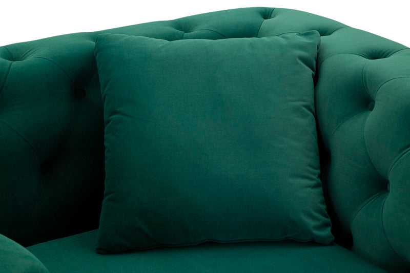 Fauteuil en velours vert avec coussin – Fauteuil d&