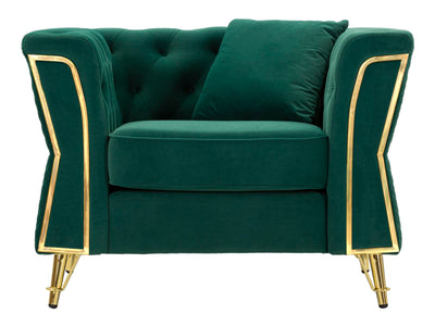 Fauteuil en velours vert avec coussin – Fauteuil d'appoint Emy
