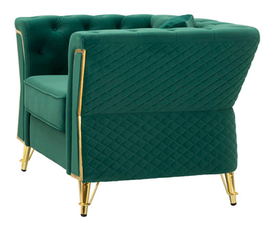 Fauteuil en velours vert avec coussin – Fauteuil d'appoint Emy