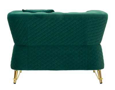 Fauteuil en velours vert avec coussin – Fauteuil d'appoint Emy