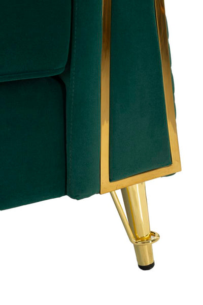 Fauteuil en velours vert avec coussin – Fauteuil d'appoint Emy