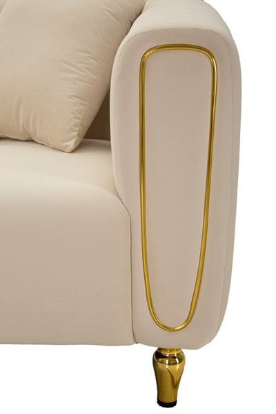 Canapé rembourré crème avec coussins – Canapé 2 places Alma