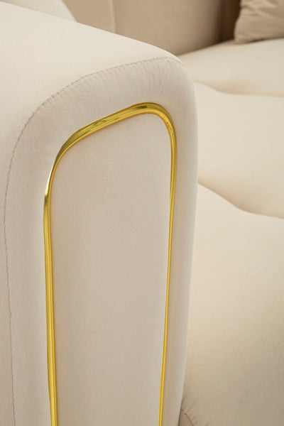 Canapé rembourré crème avec coussins – Canapé 2 places Alma