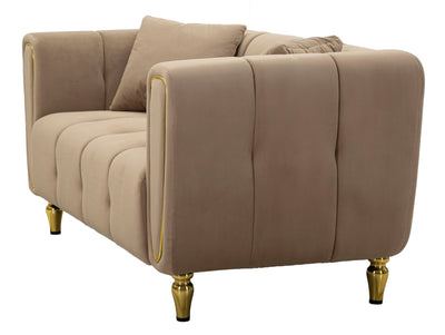 Canapé rembourré gris avec coussins – Canapé 2 places Alma