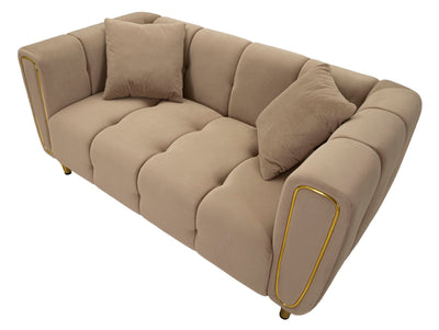 Canapé rembourré gris avec coussins – Canapé 2 places Alma