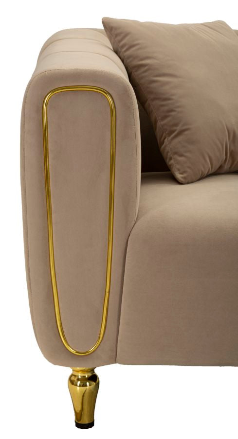 Canapé rembourré gris avec coussins – Canapé 2 places Alma