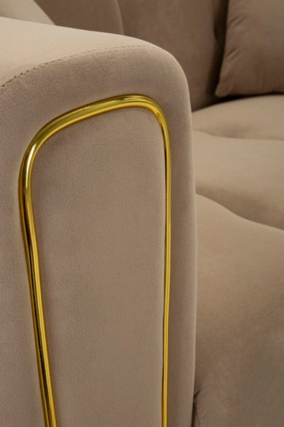 Canapé rembourré gris avec coussins – Canapé 2 places Alma