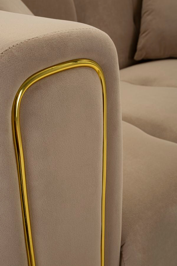 Canapé rembourré gris avec coussins – Canapé 2 places Alma