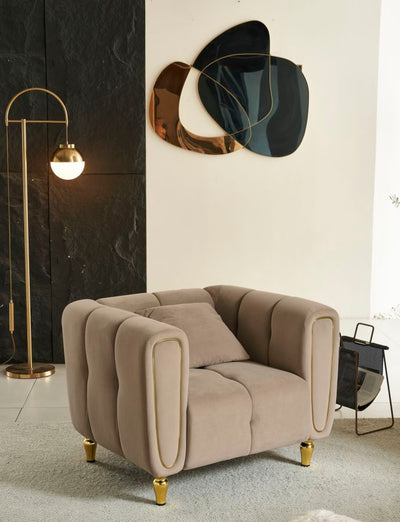 Fauteuil rembourré gris avec coussin – Fauteuil d'appoint Alma