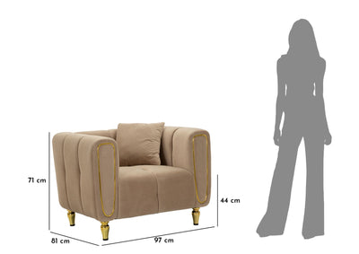 Fauteuil rembourré gris avec coussin – Fauteuil d'appoint Alma