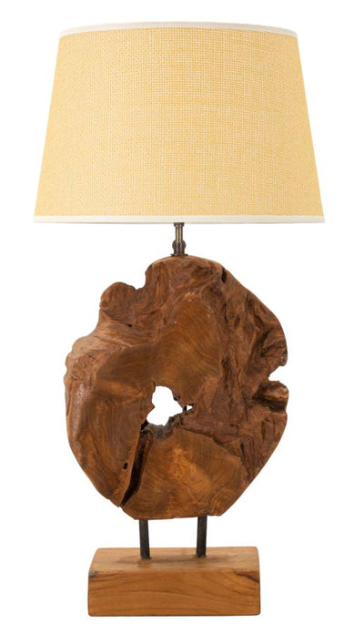 Lampe de table en bois de teck avec pied sculpté – Collection Kepala