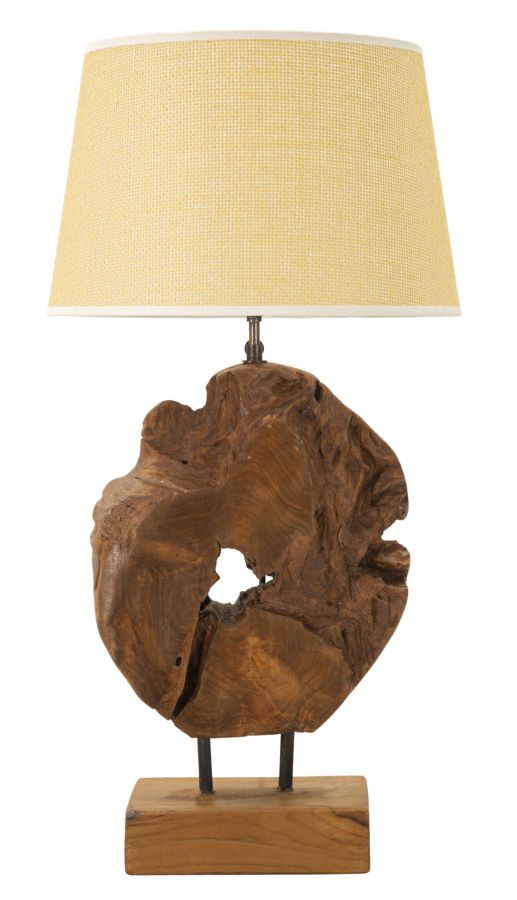 Lampe de table en bois de teck avec pied sculpté – Collection Kepala