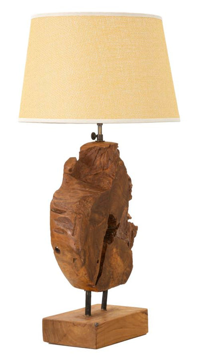 Lampe de table en bois de teck avec pied sculpté – Collection Kepala