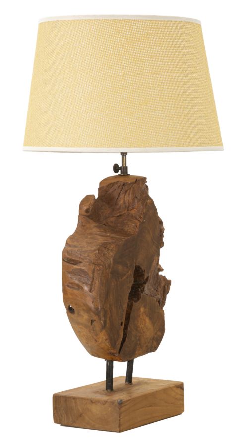 Lampe de table en bois de teck avec pied sculpté – Collection Kepala