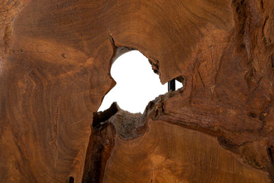 Lampe de table en bois de teck avec pied sculpté – Collection Kepala