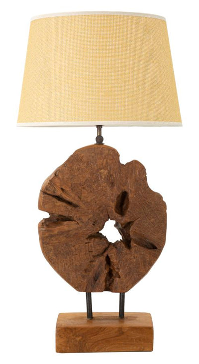 Lampe de table en bois de teck avec pied sculpté – Collection Kepala