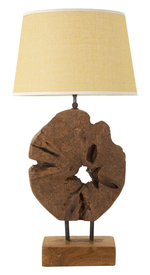 Lampe de table en bois de teck avec pied sculpté – Collection Kepala