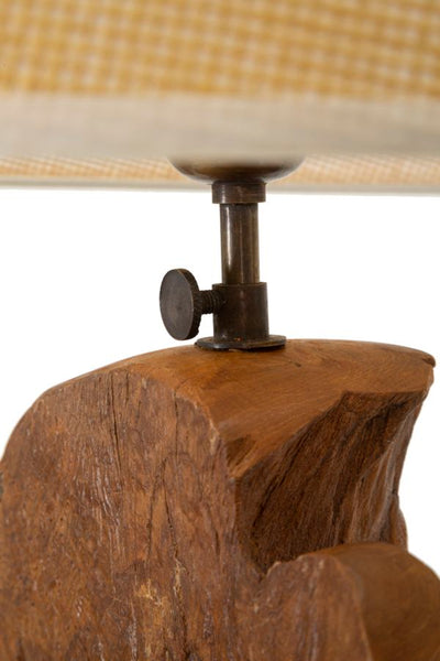 Lampe de table en bois de teck avec pied sculpté – Collection Kepala