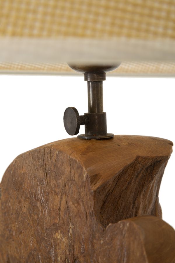 Lampe de table en bois de teck avec pied sculpté – Collection Kepala