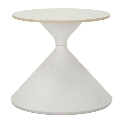 Table d'appoint ronde blanche avec base sculpturale – Style contemporain