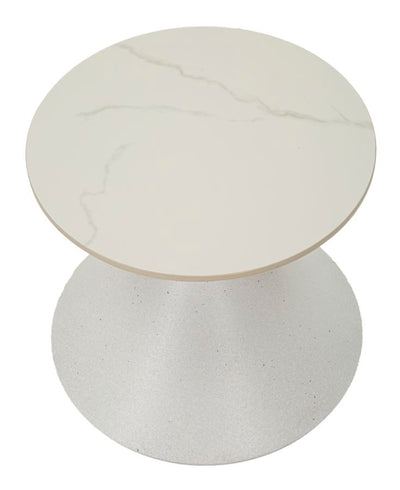 Table d'appoint ronde blanche avec base sculpturale – Style contemporain