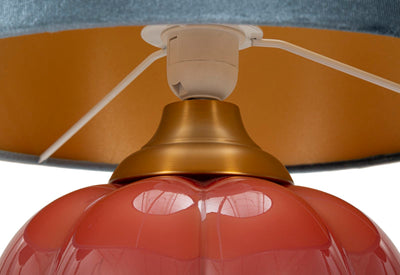 Lampe de table bleue et rouge avec abat-jour en tissu – Helene Ball Design