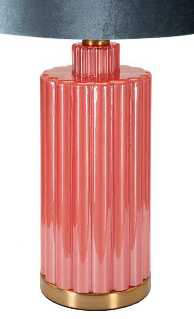 Lampe de table grise et rose avec abat-jour en tissu – Collection Helene Tower