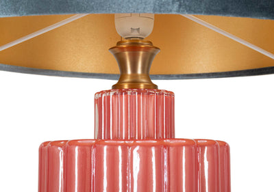 Lampe de table grise et rose avec abat-jour en tissu – Collection Helene Tower