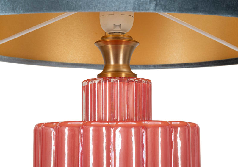 Lampe de table grise et rose avec abat-jour en tissu – Collection Helene Tower