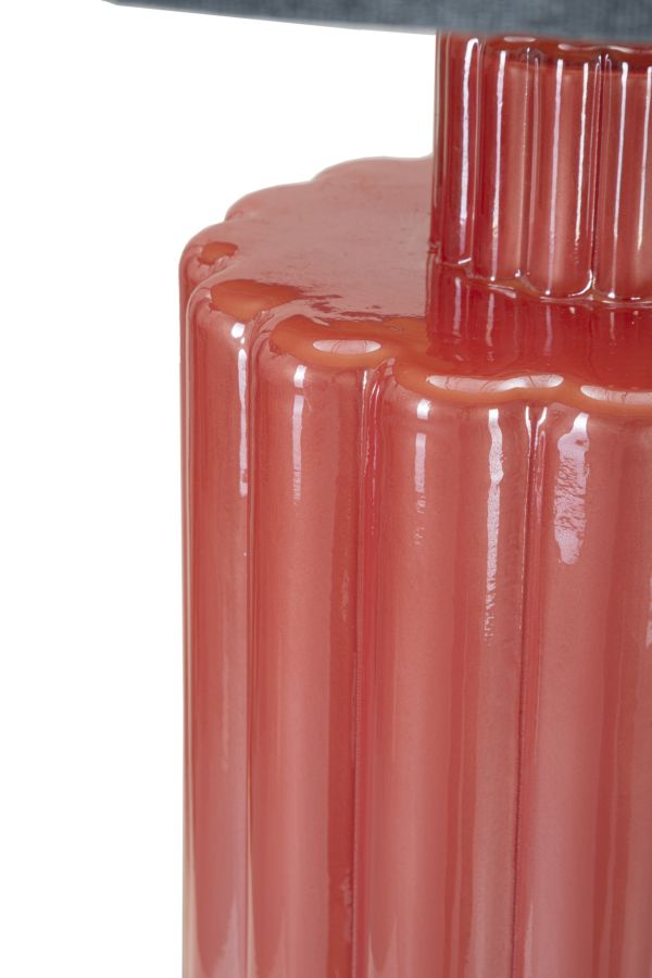 Lampe de table grise et rose avec abat-jour en tissu – Collection Helene Tower