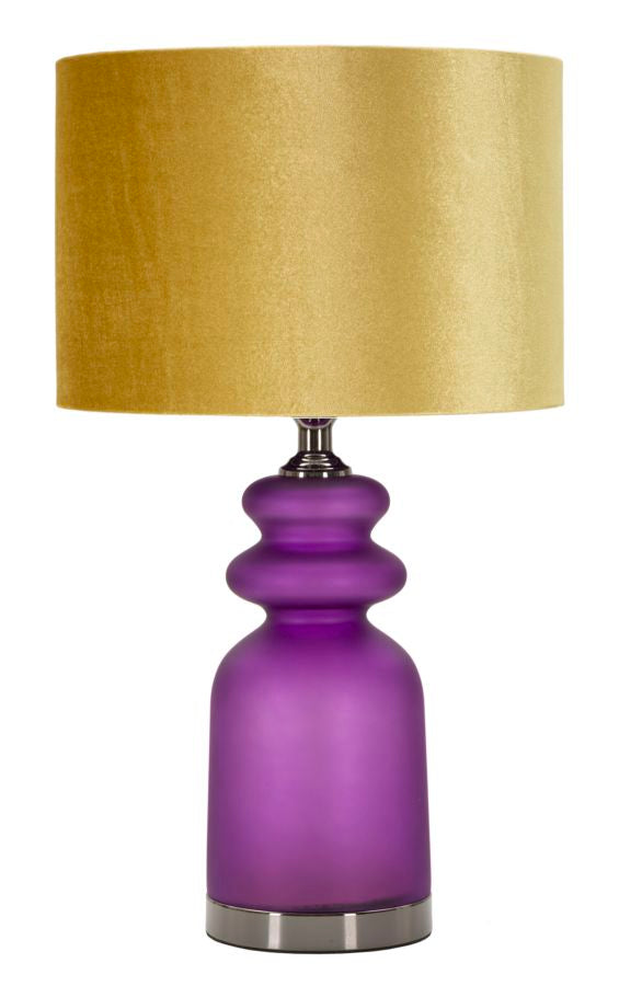 Lampe de table dorée et violette avec abat-jour en tissu – Collection Miiva Two