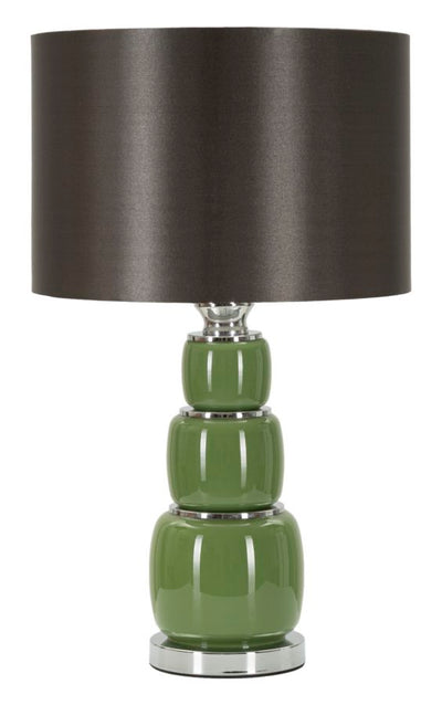 Lampe de table noire et verte avec abat-jour en tissu – Eva Three Contemporary