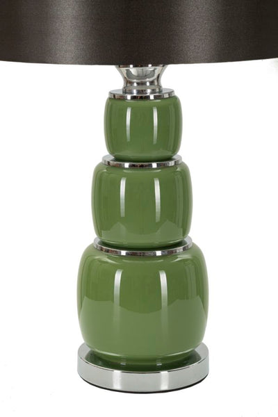 Lampe de table noire et verte avec abat-jour en tissu – Eva Three Contemporary