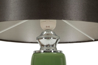 Lampe de table noire et verte avec abat-jour en tissu – Eva Three Contemporary