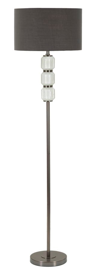 Lampadaire blanc et argent avec abat-jour en tissu – Bright One Modern