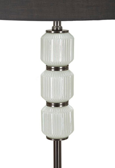 Lampadaire blanc et argent avec abat-jour en tissu – Bright One Modern