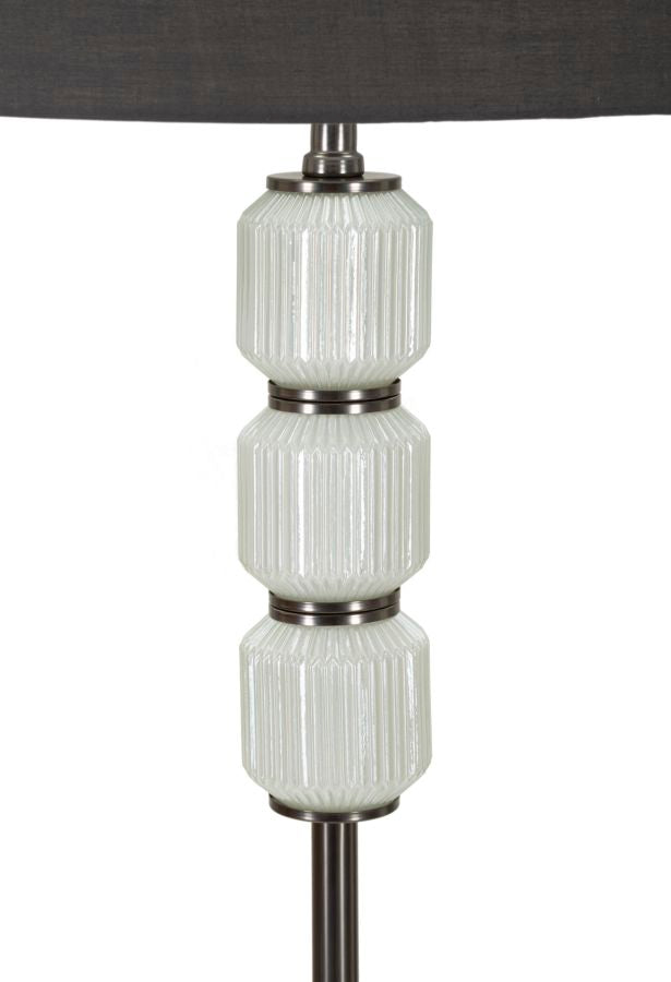 Lampadaire blanc et argent avec abat-jour en tissu – Bright One Modern