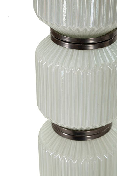 Lampadaire blanc et argent avec abat-jour en tissu – Bright One Modern