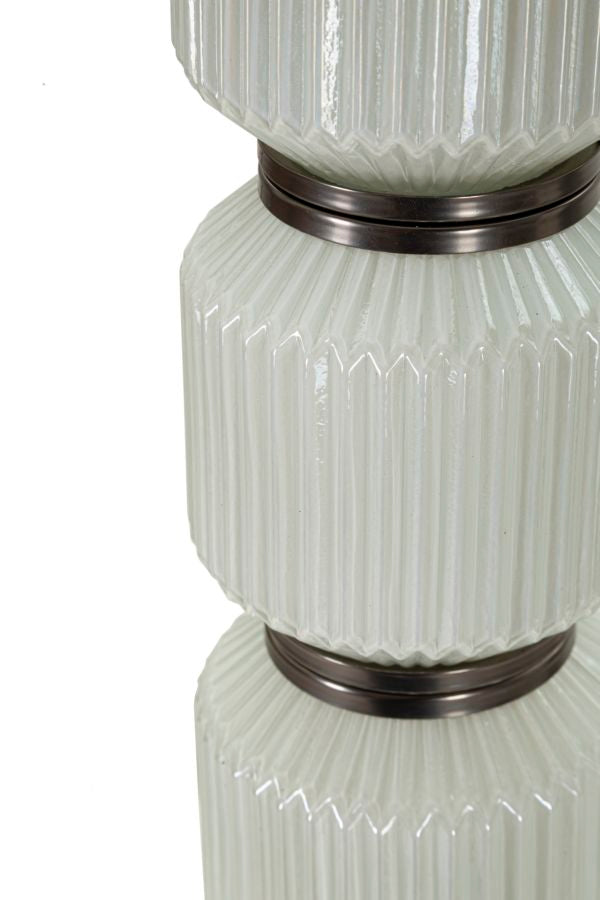 Lampadaire blanc et argent avec abat-jour en tissu – Bright One Modern