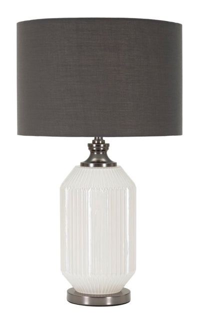 Lampe de table noire et argentée avec abat-jour en tissu – Brighty Collection
