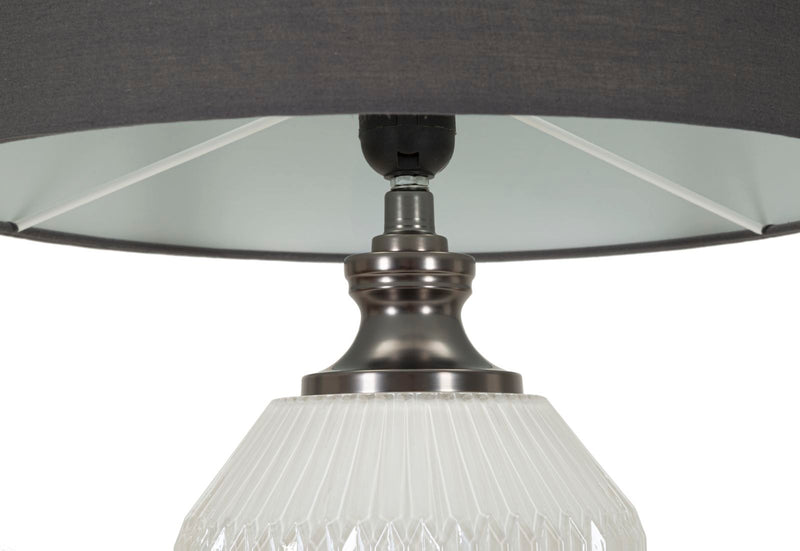 Lampe de table noire et argentée avec abat-jour en tissu – Brighty Collection