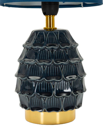 Lampe de chevet en céramique bleue avec abat-jour en tissu – Pigmy Modern Accent