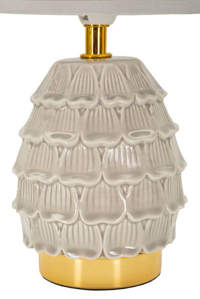 Lampe de chevet en céramique grise avec abat-jour en tissu – Pigmy Collection